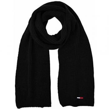 Tommy Hilfiger Tjm Basic Flag Rib Scarf Bufanda , Negro
