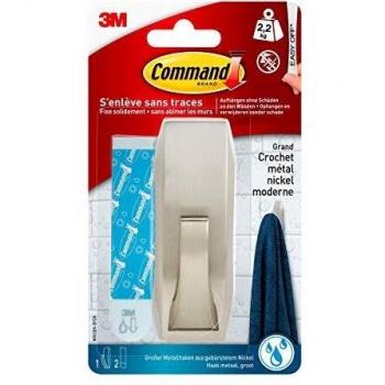 Gancho adhesivo moderno 3M Command, plata, capacidad hasta 2,3 kg, tamaño grande