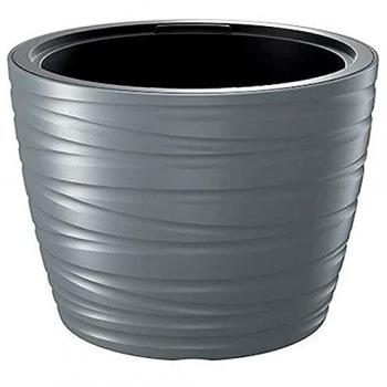 Maceta Baja con Depósito Maze 48L de Plástico Gris Grafito 47,5 x 47,5 x 34,9 cm
