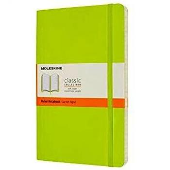 Moleskine - Cuaderno Clásico con Hojas de Rayas, Tapa Blanda y Cierre con Goma Elástica, Tamaño Grande 13 x 21 cm, Color Verde Limón, 240 páginas