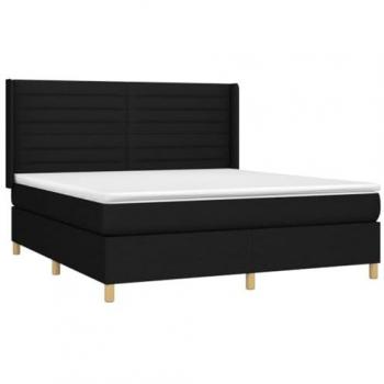 Cama box spring con colchón tela negro 180x200 cm