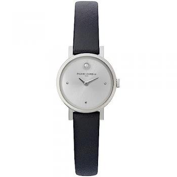 Pierre Cardin Elegant Rhinestone Analog Leather Watch for Women - Gray, ONE SIZE