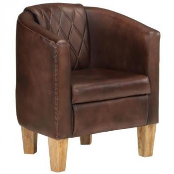 Sillón Butaca Cabriolet de Cuero Auténtico Marrón Claro