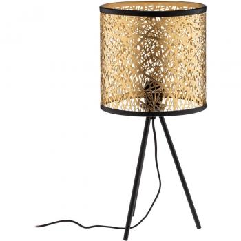 Lámpara de mesa Lindby Yonah, dorada, metal, 56 cm, E27, tradicional, textura tela, tejido seda para salón y comedor (1 llama)
