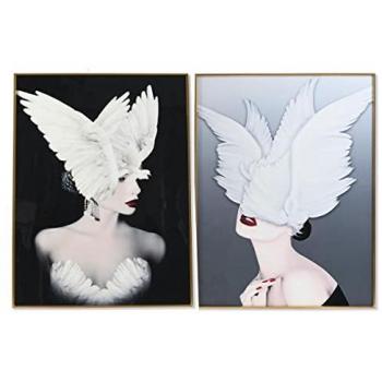 Cuadro DKD Home Decor Plumas 60 x 3 x 80 cm Moderno (2 Unidades)