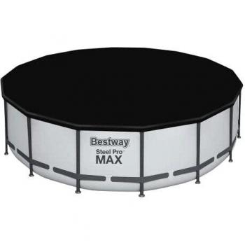 Bestway Abdeckplane Ø493, Grau, für Pool Ø488 cm, Flowclear-Lona de PVC de 493 cm, Color Gris, para Piscina 488 cm de diámetro, Serie Power Steel Deluxe,