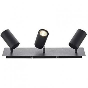Lindby Joffrey Foco de Techo Moderno de Metal Negro con 3 Luces GU10 para Salón y Comedor