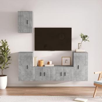 Set de muebles de TV 5 piezas madera contrachapada gris hormigón