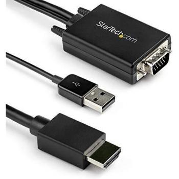 StarTech.com VGA to HDMI Converter with USB Audio & Power – Portable VGA to HDMI Adapter – 1080p