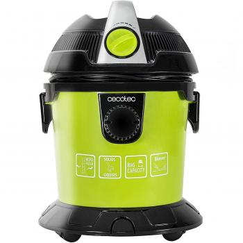 Aspirador de sólidos y líquidos de 1000 W. Regulador de potencia. Función sopladora. 5 accesorios. Filtro HEPA. Capacidad 10 L. Ruedas. Wet&Dry Easy de Cecotec.
