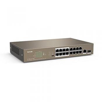 Tenda switch tef1118p16150w 16 puertos 10100 datospoe 1 puerto 101001000 datos 1 puerto 1001000 sfp potencia total poe enracable