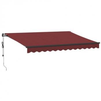 Toldo retráctil automático con LEDs burdeos 350x250 cm