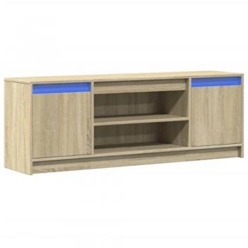 Mueble de TV LED madera ingeniería roble Sonoma 139,5x34x50 cm Marrón