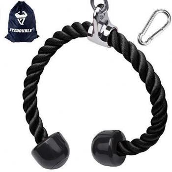 XYZDOUBLE Triceps Cuerda Bíceps Cuerda Cable De La Cuerda De TríCeps para Multi Gym Nylon Manijas Antideslizantes - Dorsal, Biceps, Triceps, Gimnasio o Hogar-Negro 90cm