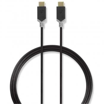 Cable USB 2.0 Tipo-C Macho a Tipo-C Macho 1.0 m Dorado 480 Mbps PVC Gris con Ventana de Visualización