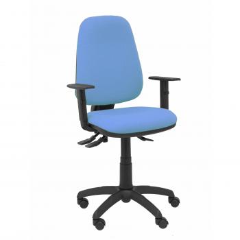 Silla de Oficina Piqueras y Crespo Sierra S Bali Azul Cielo con Brazos Regulables y Base de Poliamida Negra