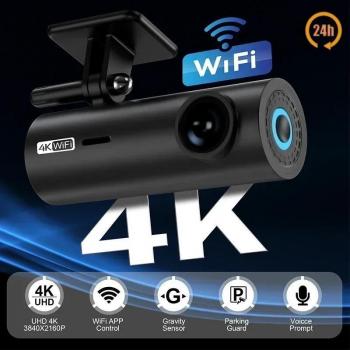 Cámara de tablero 4K para automóviles con vista delantera y trasera, GPS, WIFI, grabadora de video DVR y monitor de estacionamiento 24 horas