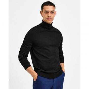 Jersey Selected Merino negro cuello vuelto para hombre
