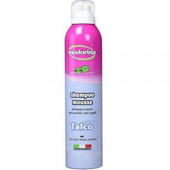 INODORINA Powder Dry Dog Shampoo 300 ml Dry Shampoo for Cats and Foaming Puppies without Sulfates, Silicone, and Parabens for Skin and Coat