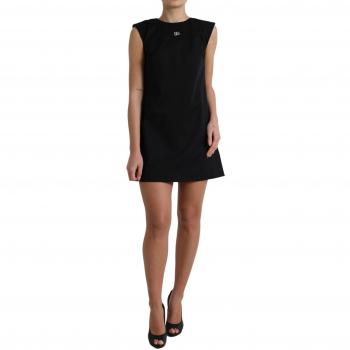 Dolce & Gabbana Elegant Sleeveless Shift Mini Dress - IT40|S, Short Dresses, female, Black, Size: XS Black Logo Cotton Shift Mini Dress
