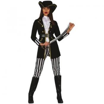 Disfraz de Pirata Mujer Pantalón Rayas Negras y Blancas Guirca