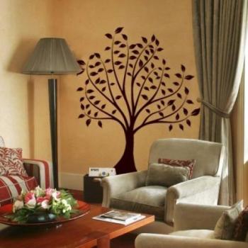 INDIGOS Vinilo Decorativo para Pared w202 árbol de Flor de la Naturaleza 120x98cm, Naranja, 80x8x98 cm
