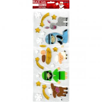 Pegatinas maxi gel deco pesebre Global Gift blanco - Edición Especial navideña