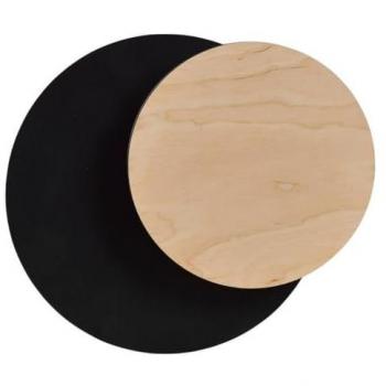 Lámpara de Pared Circle EPIKASA, Acero con recubrimiento de polvo y Contrachapado, Color Negro, 22x20x13 cm