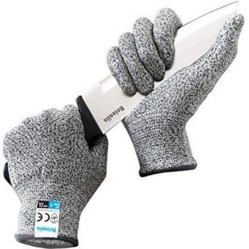Reinalin Guantes Anticorte con Protección de Alto Rendimiento Nivel 5, Guantes de Trabajo de Seguridad para Cocina, Corte de Mandolina, Corte de Carne y Tallado en Madera