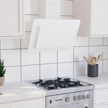 Campana extractora de acero inoxidable con vidrio templado blanco de 60cm
