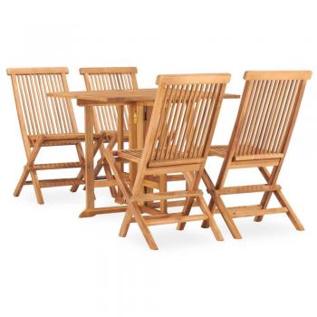 5-Piece Folding Outdoor Dining Set in Solid Teak Wood