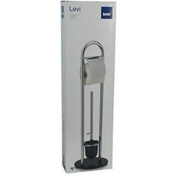 Kela 22225 Levi metal cromado de papel higiénico y escobillero en blanco y negro de seguridad