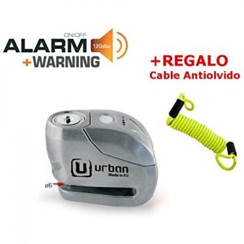 URBAN - Candado de disco UR9Z con Alarma 6mm 120dba + REGALO Cable Reminder antiolvido