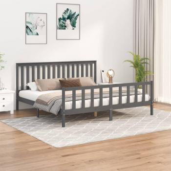 Cabecero redondo gris 200x200 cm de madera maciza de pino con estructura de cama