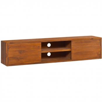 Mueble de TV de pared en madera maciza de teca 135x30x30 cm