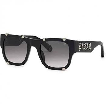 Philipp Plein Luxury Hexagon Sunglasses Black/Grey Gradient Unisex 54MM