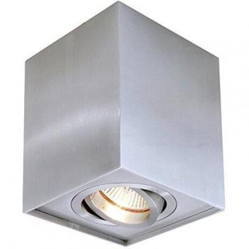 Foco de Techo Cuadrado LED GU10 Dato Plata Ajustable 50W