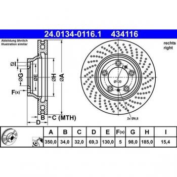 Disco de freno ATE 24.0134-0116.1, ventilado, altamente carbonizado, 1 pieza