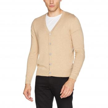 Scalpers Rib Cardigan, Jersey para Hombre, Beige