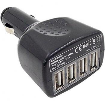 MTP Cargador Universal para Coche con 4 Puertos USB, Car Charger, Cargador de Viaje - Negro