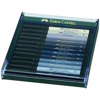 Faber-Castell 267423 - Pack de 12 rotuladores Pitt punta de pincel, tonos grises