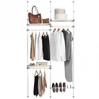 Kit Closet 6110081014 - kit vestidor 2 cuerpos + 3 baldas y barras + zapatero, blanco, 240/280 x 25 x 126