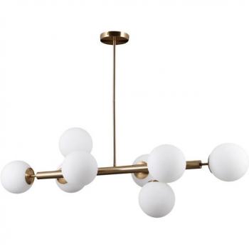 Lámpara colgante moderna Raddi dorada con 8 luces y pantalla blanca, tipo G9