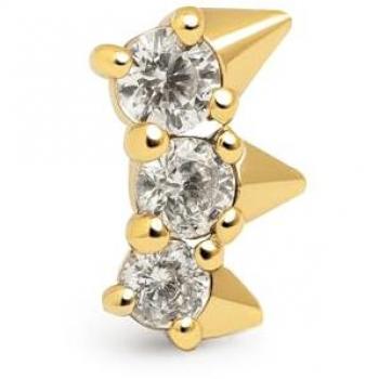 Pendiente Suelto Claw en Plata de Ley 925 con Baño en Oro de 18 Kt, Detalles en Circonitas y Cierre Tuerca a presión - Joyas para Mujer