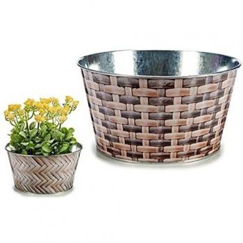 Ibergarden S3604685 Macetero Metal Redondo, Multicolor, 20.6 x 9.6 x 20.6 cm