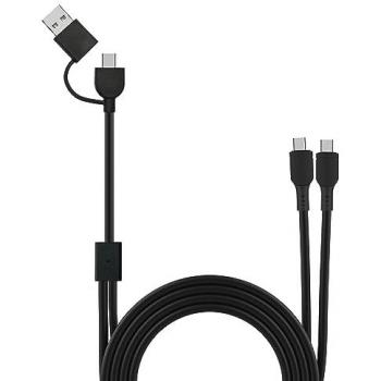 Muvit For Change Cable USB-C + USB-A a Doble Cable Tipo C 3A 60W 1.2m Negro