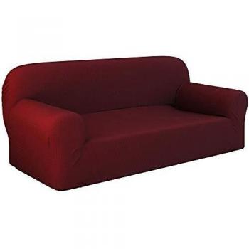Dreamzie - Fundas Sofa Elasticas 3 Plazas - 60% Algodón Reciclado - Certificada Oeko-Tex® sin Productos Químicos - Fabricada en España - Rojo