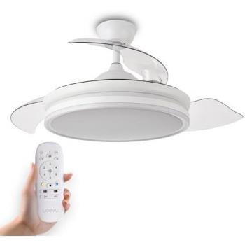 Ventilador de Techo Yoevu Eos Espartan - Con Luz LED, Motor DC, Compatible con Alexa y Google Home, Aspas Retráctiles, 3 Tonalidades, 6 Velocidades, Temporizador y Func