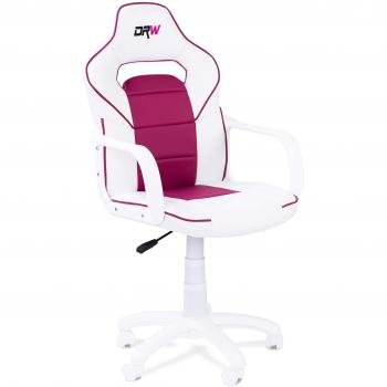 DRW Sticker, Silla Gamer, Silla de Oficina Gaming Estudio o Escritorio, Acabado en Símil Piel Blanco y Rosa, Medidas: 60 cm