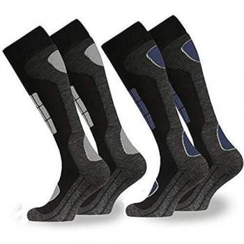 Calcetines de Esquí para Hombre 'Ski Felix' - Pack de 2 Pares (Azul/Gris/Gris Claro/Negro)